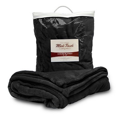 Mink Touch Luxury Blanket 50"X60"-- Black -- (Embroidered)
